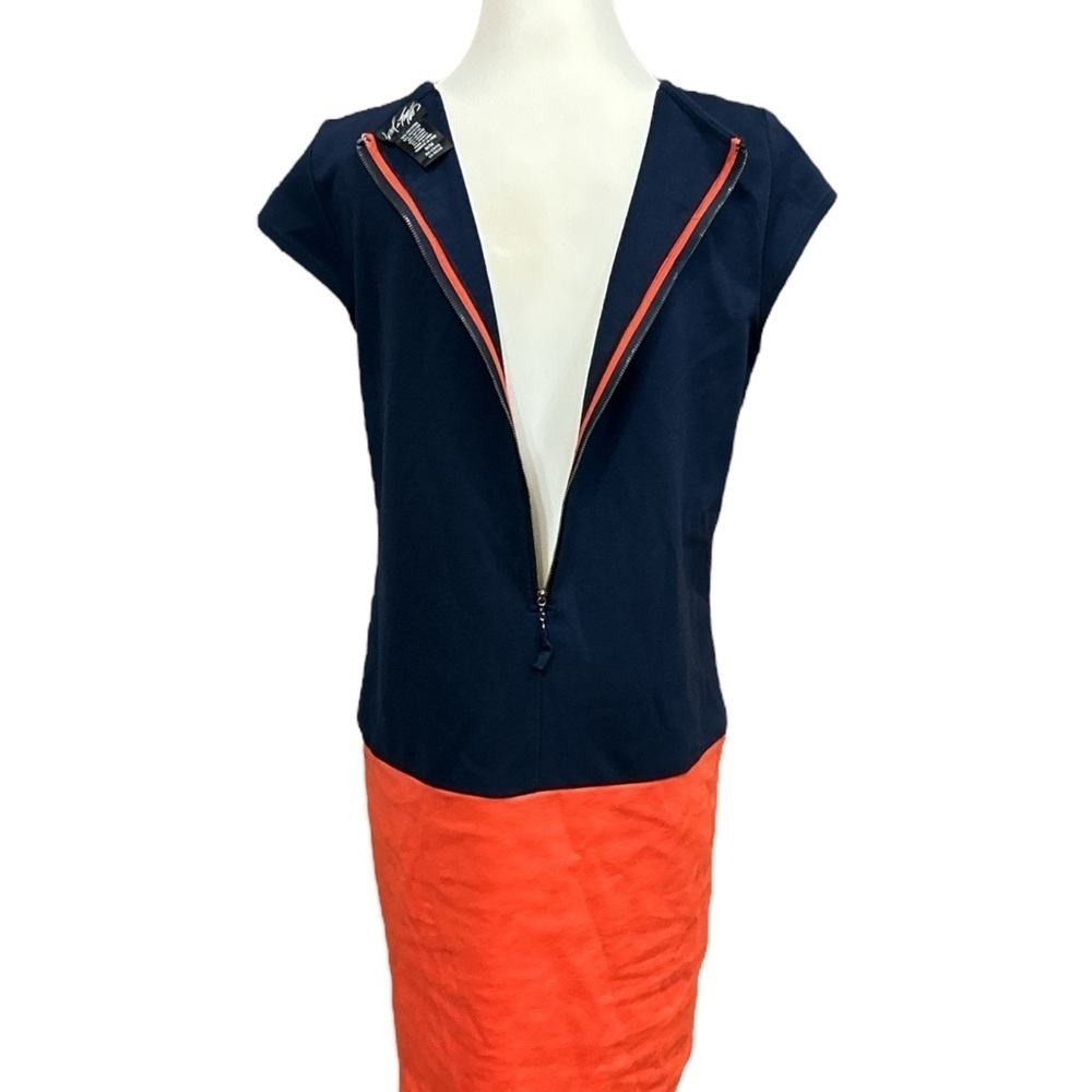 Lord & Taylor Women’s Size Medium Navy/Red Color Block Knee-length Dress Pockets - Picture 5 of 6